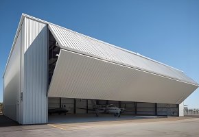 Small Aircraft Hangar with Folding Door BY-082