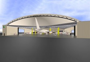 Aircraft Hanger with Pipe Truss  BY-087