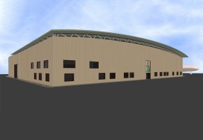 Aircraft Hanger with Pipe Truss  BY-087