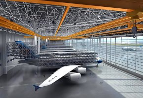 Large Scale Aircraft hangar with Sliding Door BY-087